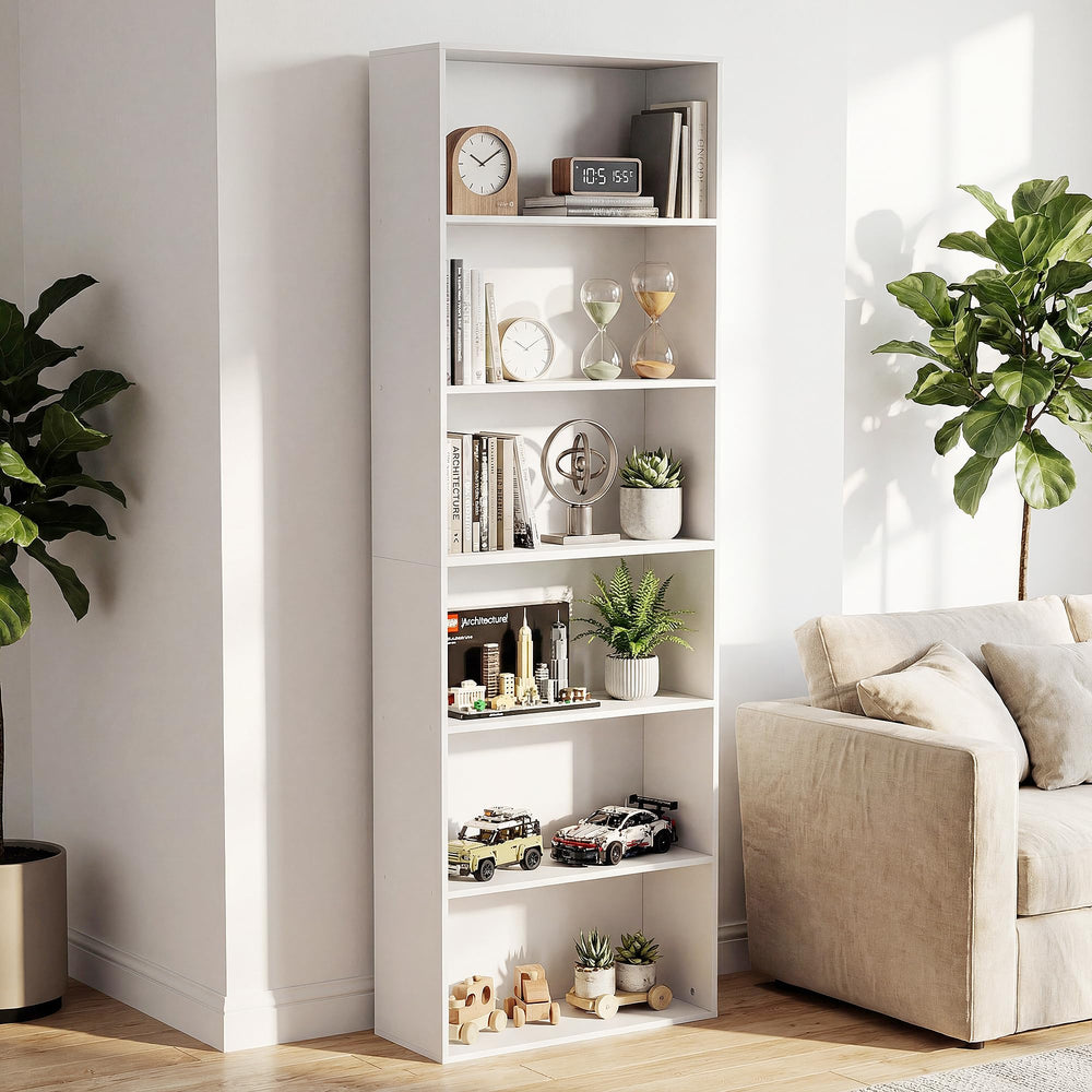 6-Tier Tall Bookshelf – Floor Standing Open Bookcase