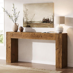 63-Inch Solid Wood Console Table – Farmhouse Entryway & Sofa Table