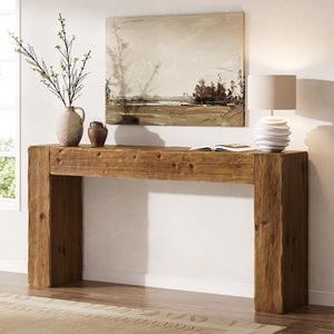 63-Inch Solid Wood Console Table – Farmhouse Entryway & Sofa Table