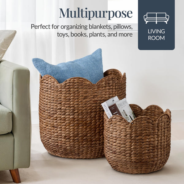 Water Hyacinth Nesting Storage Baskets Set of 3