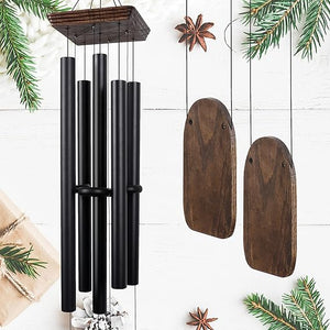 Large Outdoor Wind Chimes – Deep Tone Aluminum Tubes with Ash Wood