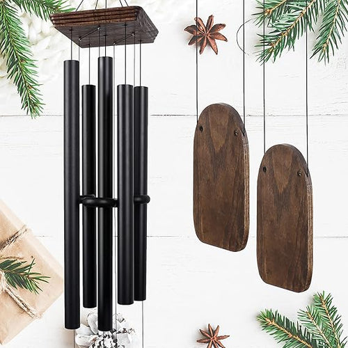 Large Outdoor Wind Chimes – Deep Tone Aluminum Tubes with Ash Wood