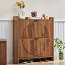 Flip Drawer Shoe Cabinet with Fluted Doors
