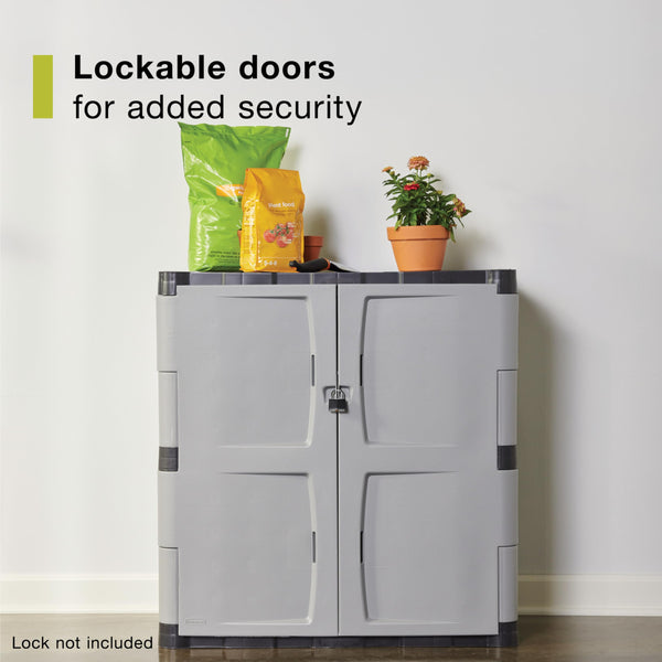 Freestanding Resin Storage Cabinet with Lockable Doors and Shelves
