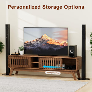 Mid-Century Modern TV Stand with Power Outlet – Fits TVs Up to 65"