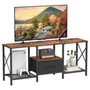 Industrial TV Stand with Fabric Drawer & Open Shelves