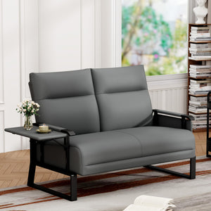 50" Loveseat Sofa with Foldable Side Table