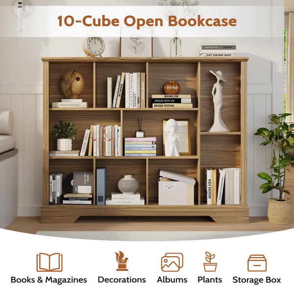 10-Cube Storage Organizer Bookshelf – 4-Tier Shelving Unit