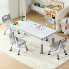 Height Adjustable Kids Table and 4 Chairs Set