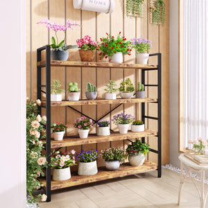 4-Tier Adjustable Bookshelf with Metal Frame