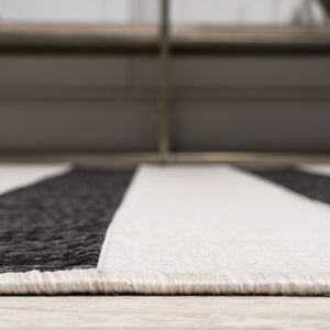 Indoor Outdoor Striped Area Rug 8x10 – Low Pile, Pet-Friendly, UV-Resistant