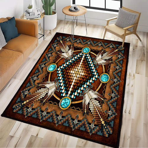 Southwestern Aztec Area Rug – Washable, Non-Slip, Multi-Size
