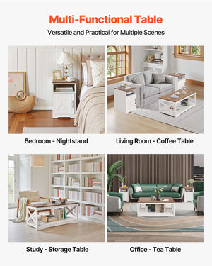 3-Piece Farmhouse Coffee Table Set with Charging Station