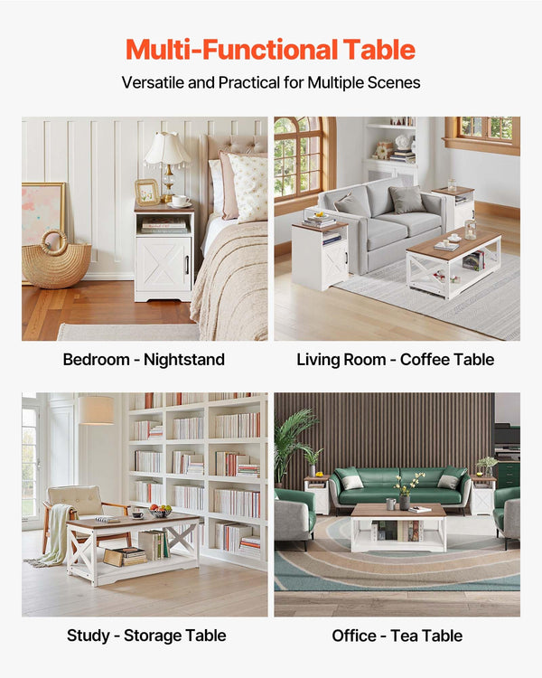 3-Piece Farmhouse Coffee Table Set with Charging Station