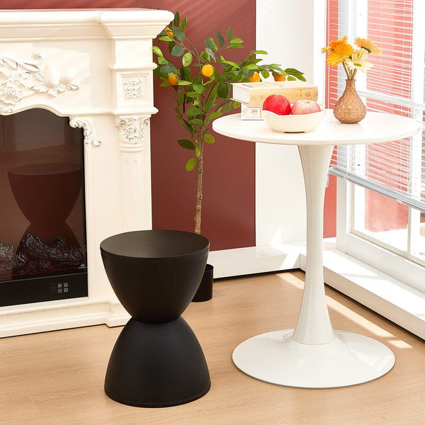 Round Plastic Drum Side Table – Black