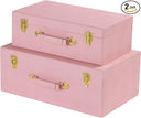 Decorative Storage Trunks Set of 2 – Faux Leather with Handle