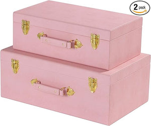 Decorative Storage Trunks Set of 2 – Faux Leather with Handle