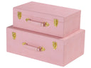 Decorative Storage Trunk Set of 2 – Shagreen PU Leather Nested Chest Boxes