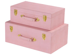 Decorative Storage Trunk Set of 2 – Shagreen PU Leather Nested Chest Boxes