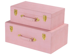 Decorative Storage Trunk Set of 2 – Shagreen PU Leather Nested Chest Boxes