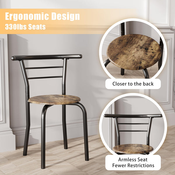 3-Piece Round Dining Table and Chair Set with Wine Rack