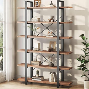2-Tier Solid Wood Bookshelf with Metal Frame