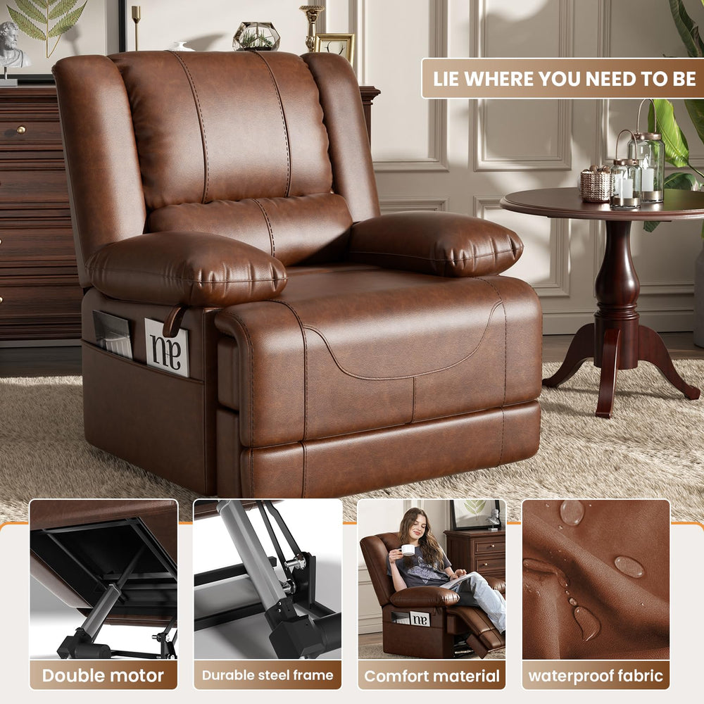 Power Lift Recliner Chair with Dual Motor, Massage & Heat