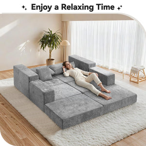 79" Modular Sectional Loveseat with Ottoman & Sleeper