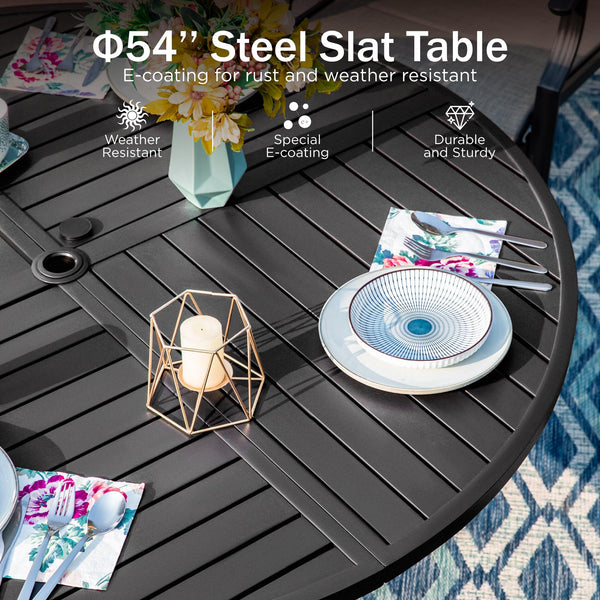 Round Outdoor Dining Table with Umbrella Hole