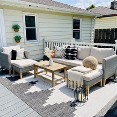 5-Piece Outdoor Wicker Patio Conversation Set with Coffee Table