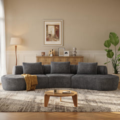 Modular Cloud Sectional Sofa – Curved Chenille, No Assembly