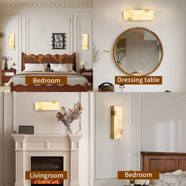 Modern Alabaster LED Wall Sconce with Dimmable Warm Light