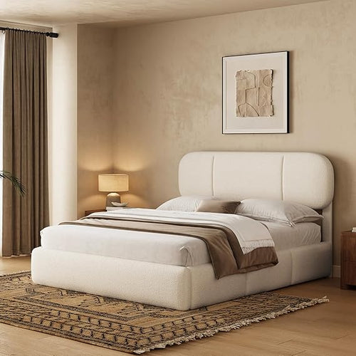 Upholstered Platform Bed Frame with Storage Drawers & LED Lights