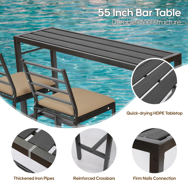 3-Piece Outdoor Patio Bar Set with Cover