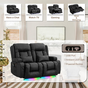 Power Loveseat Recliner Sofa with Massage & Heat