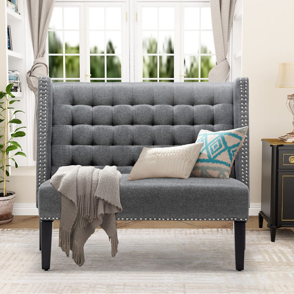 Small Tufted Loveseat Sofa with Nail Head Trim