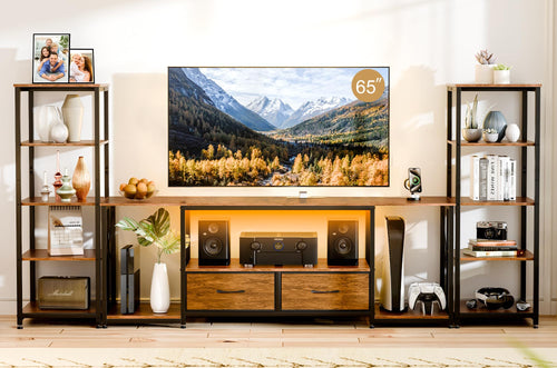 TV Stand with LED Lights & Power Outlets for 65-Inch TVs