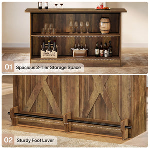 63-Inch 2-Tier Bar Table with Footrest