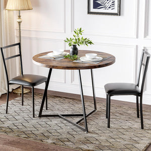 Round Dining Table Set for 2 with Upholstered Chairs