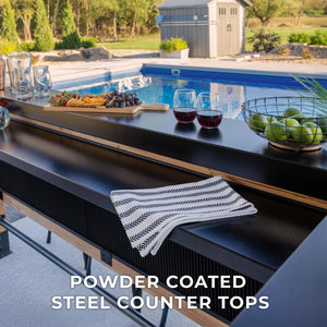 Cedar Wood Outdoor Bar Set with Galvanized Steel Roof