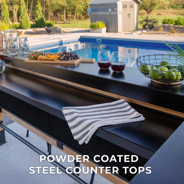 Cedar Wood Outdoor Bar Set with Galvanized Steel Roof