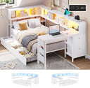 Twin Corner Bed Frame with Desk & Storage