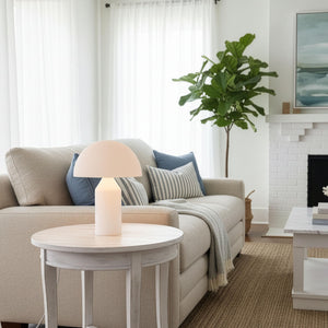 Brightech Venus Glass - 14" Contemporary Table Lamp with Glass Shade and Body - Unique Mushroom Table Lamp - Dimmable LED Light Bulbs for Bedroom Reading, Great Décor for Living Rooms, Offices