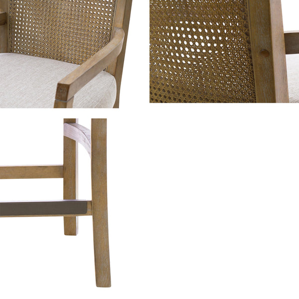 Rattan Back Counter Height Bar Stool – Upholstered Farmhouse Design