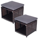 Outdoor Storage Ottoman Set of 2 – All-Weather Wicker with Washable Cushions