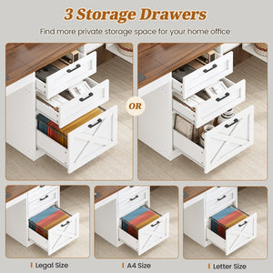 96.5" Two Person Desk with Drawers & Storage Shelves