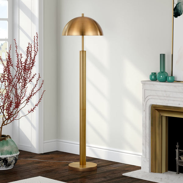58" Mid-Century Modern Floor Lamp – Gold Dome