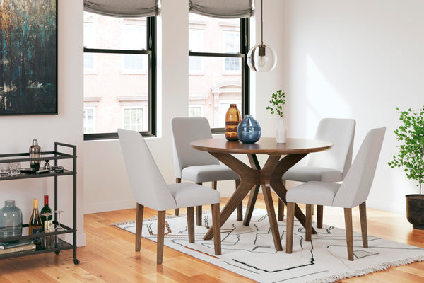 Round Mid-Century Dining Table – Seats 4, Light Brown