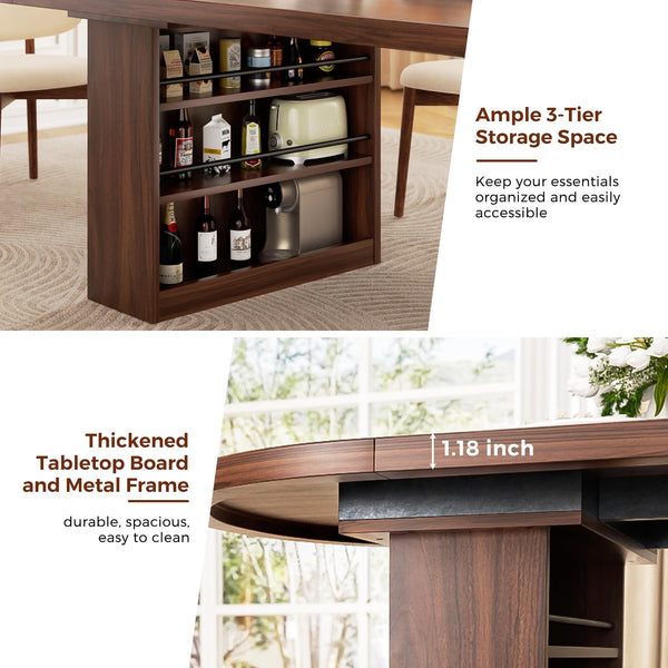 Oval Dining Table with Storage Shelves — Seats 6 to 10