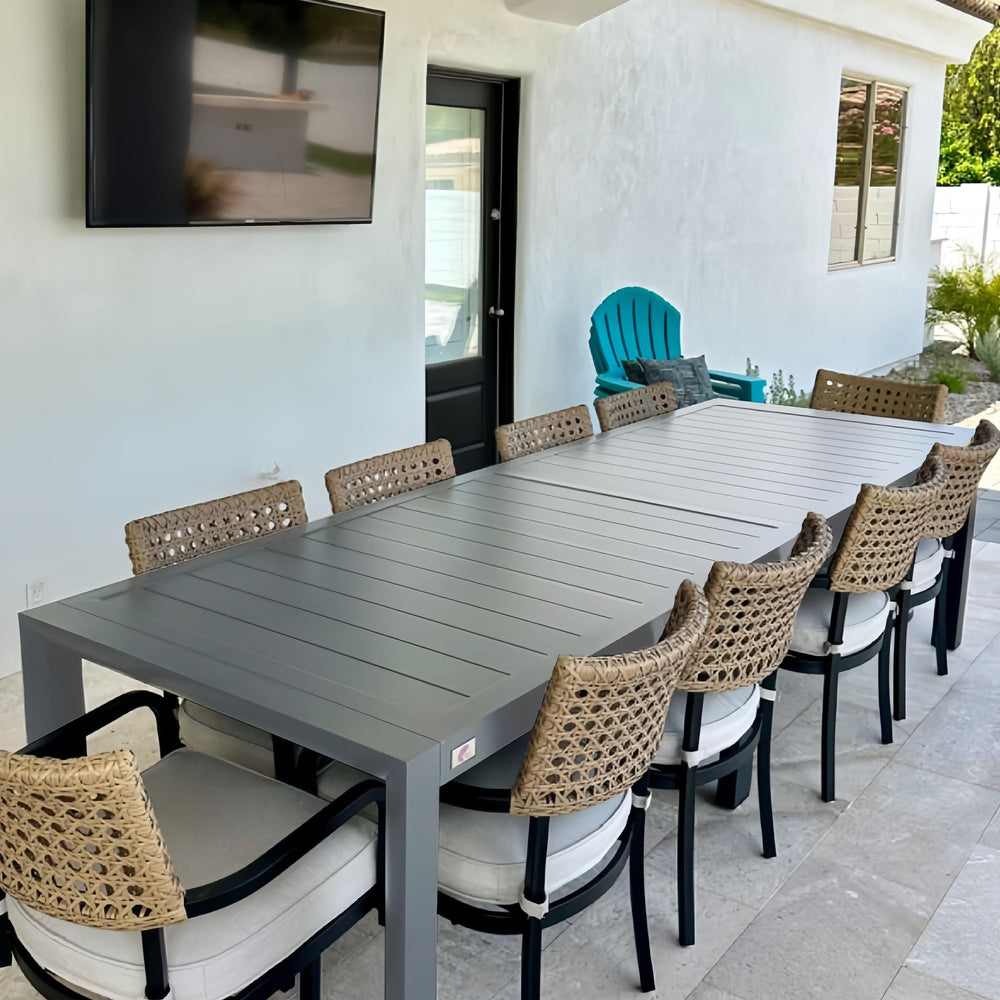 Large Aluminum Rectangular Outdoor Dining Table for 10